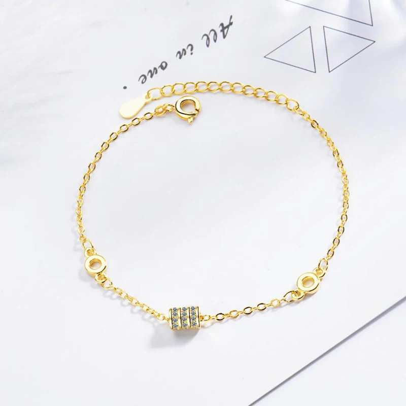 

KOFSAC Charm Gold 925 Sterling Silver Bracelets For Women Jewelry Shiny Zircon Cylinder Bangles Lady Valentine's Day Accessories