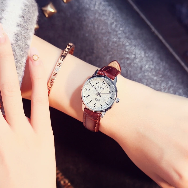 Модные роскошные часы BASID женские качественные кварцевые рождественский подарок