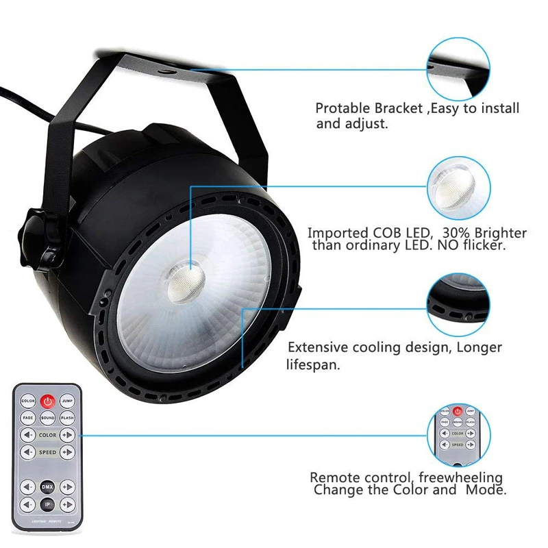Бесплатная доставка 30W COB LED RGB сценический эффект Par Светильник для DJ диско