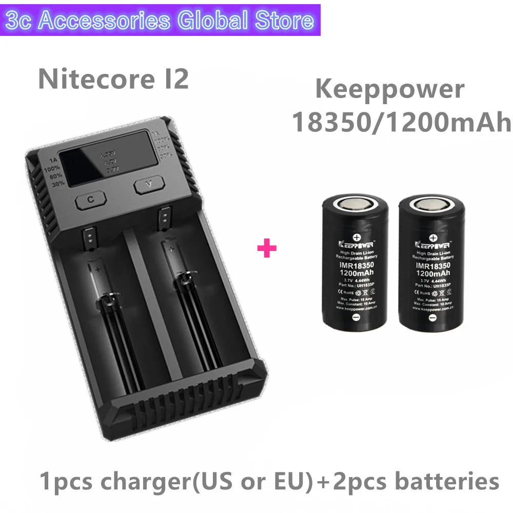 Перезаряжаемая батарея Keeppower 2 шт. IMR 18350 1200 мАч 10 а с разрядкой UH1835P Nitecore новинка I2