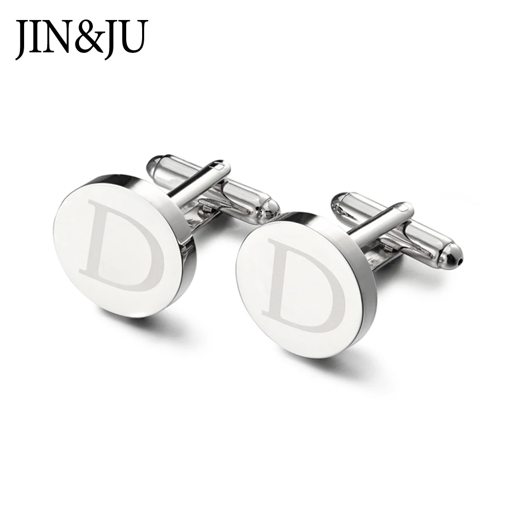 Мужские ювелирные изделия JIN & JU запонки с лазерной надписью A ~ Z буквами от до для