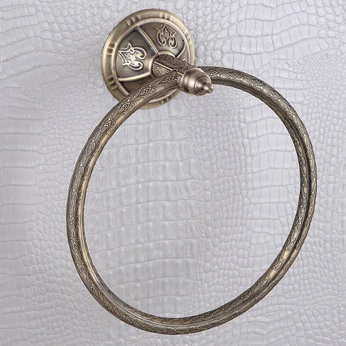 Towel Ring Бронзовые аксессуары для ванной комнаты, медный шампунь для душа, мыльница, стеклянная полка, полотенцесушитель, кольцо, держатель для чашки, держатель для туалетной щетки - Цвет: Towel Ring