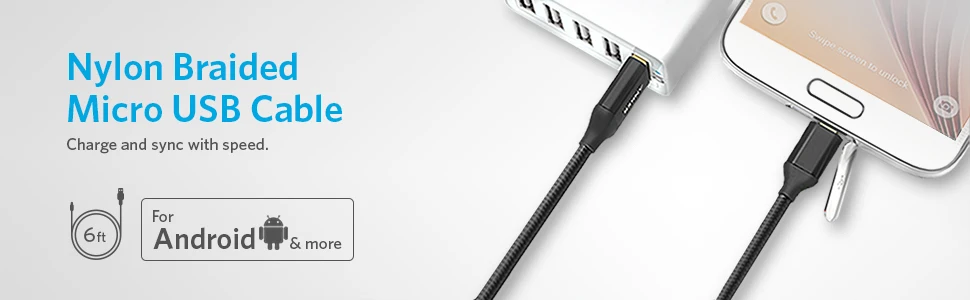 Anker Nylon плетеный поводок-Бесплатный Micro USB кабель с позолоченными разъемами для Android samsung htc Nokia; sony и многое другое