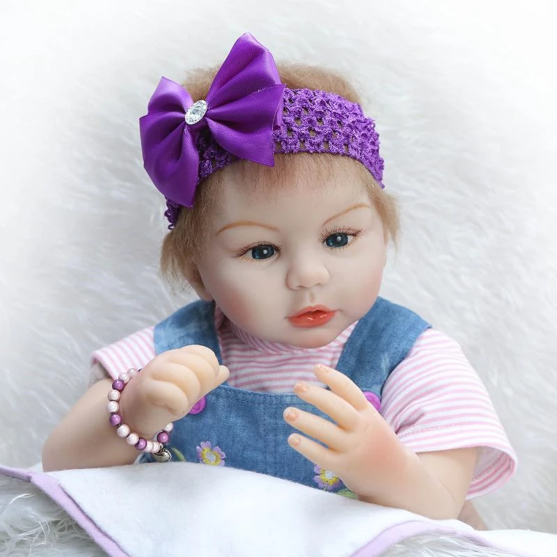 55 см/22 &quotlifelike фиолетовый заставку Джинсы для женщин одежда Reborn Куклы Soft Touch
