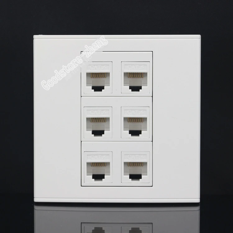 Настенная пластина 6 портов s LAN сеть RJ45 Cat6 порт панель Лицевая выход Keystone 86*86 мм
