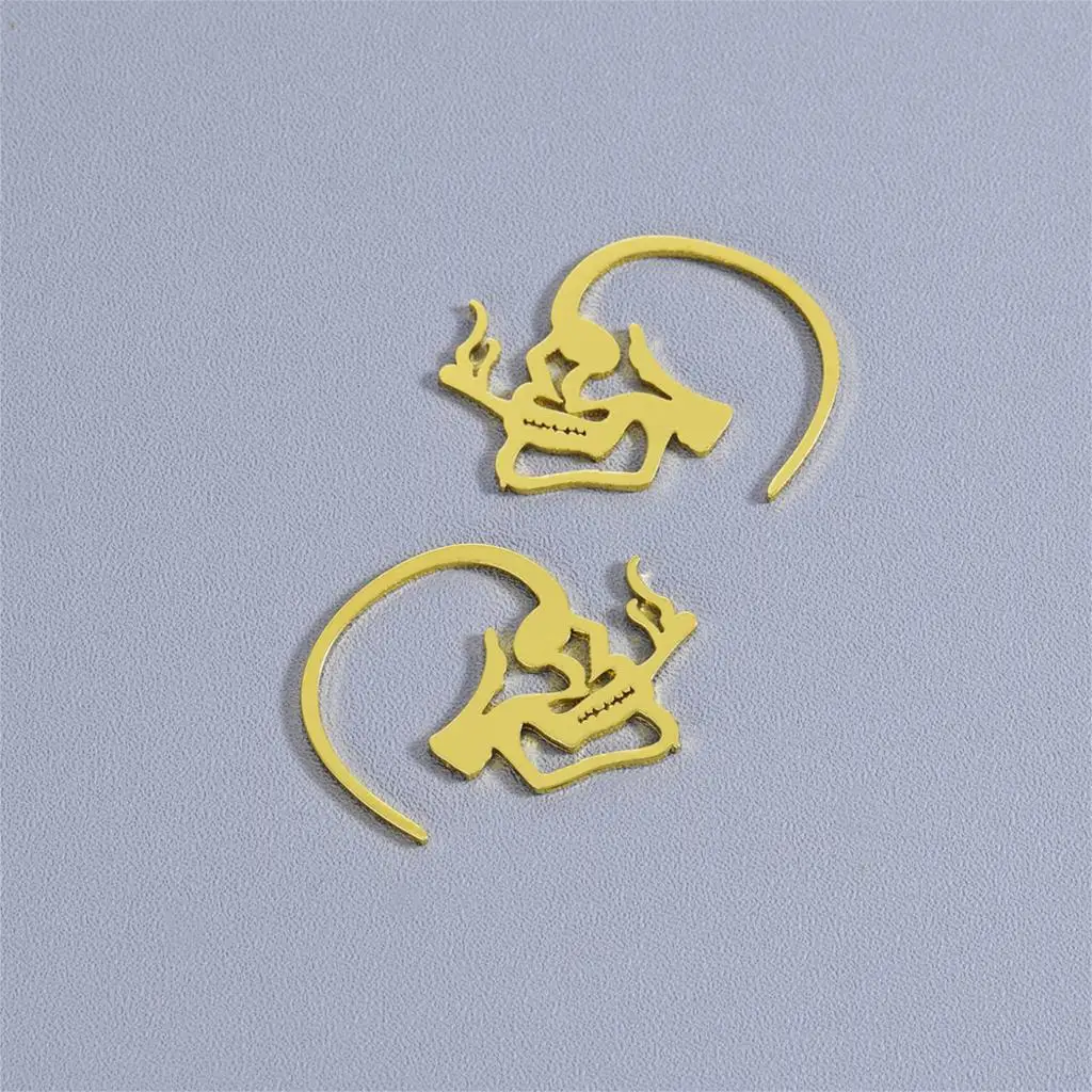 Cxwind New Fashion Stainless Steel Stud Earrings Gold Color Skull for Women Girl Punk Ear Charms Jewelry | Украшения и аксессуары