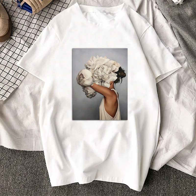 Горячая мода футболка для женщин 2019 новая Harajuku эстетика крутая сексуальные цветы