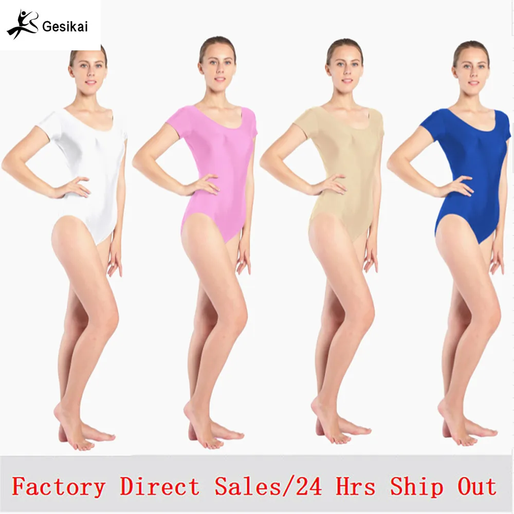 

Women Black Red Green Whit Leotard Short Sleeves Ballet Dancewear Lycra Spandex Leotards Bodysuit Gymnastics Costume Unitard