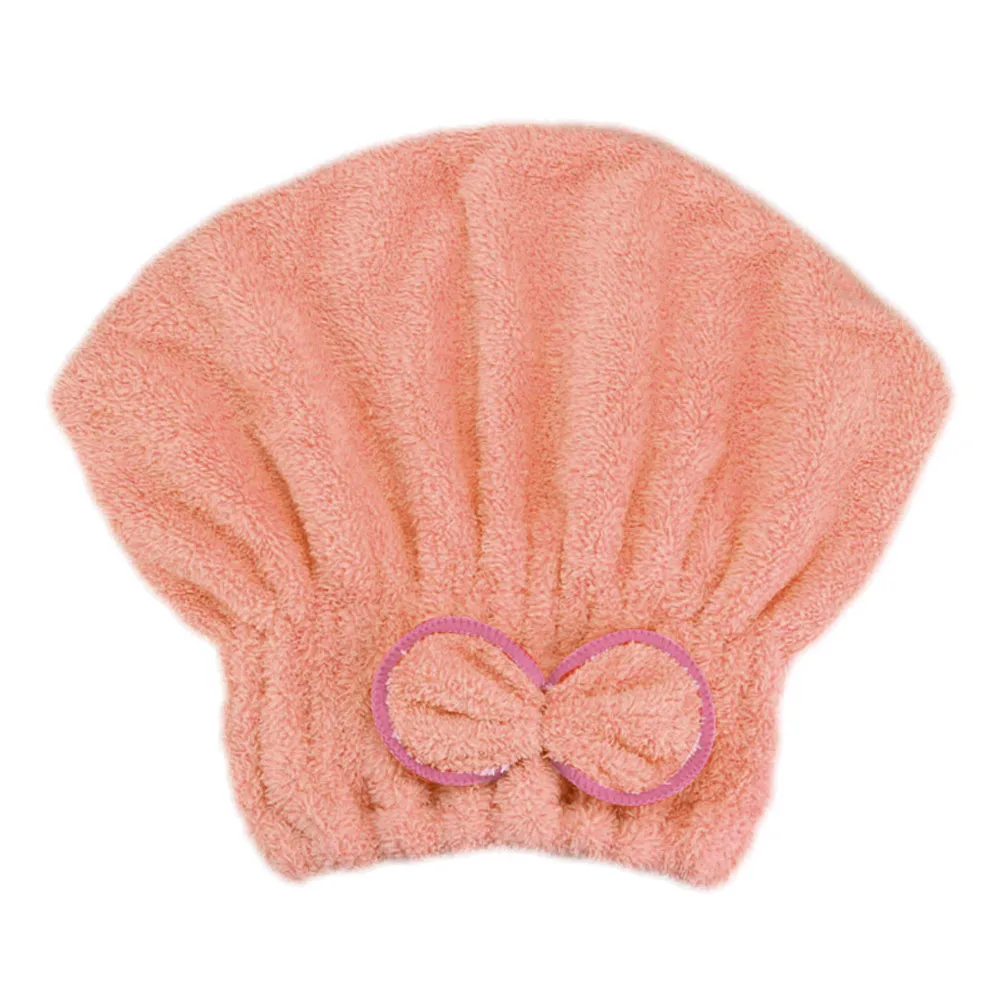 Meat Pink Микрофибра быстрой сушки волос ванны бантом Обёрточная бумага полотенце для волос для ванны Аксессуары для ванной комнаты DNJ998 - Цвет: Meat Pink