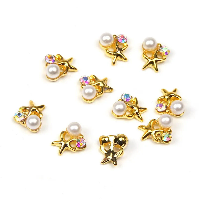 Elessical 10 шт./лот блестящие звезды с жемчугом Стразы все для Гвозди полировки Дизайн