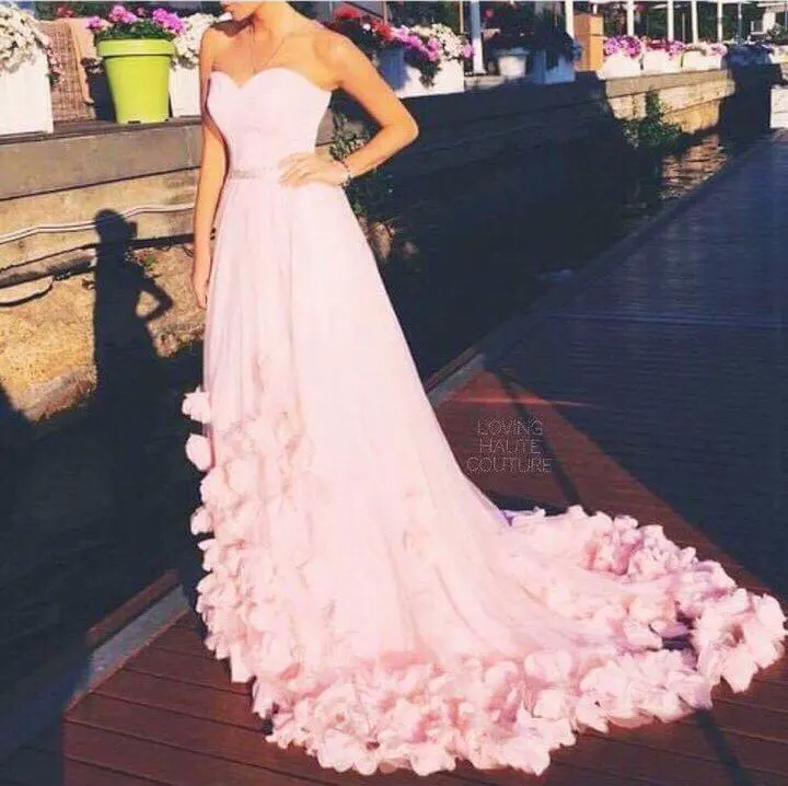 Модест Розовый Свадебное Платье 2017 Кристалл С Длинным Рукавом vestidos де noiva Линии