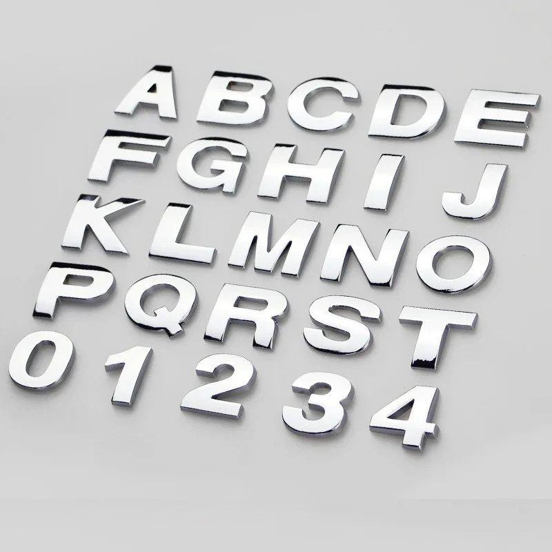 45 мм 3D Металл DIY буквы алфавита герб Chrome автомобиля Стикеры s Цифровой Знак