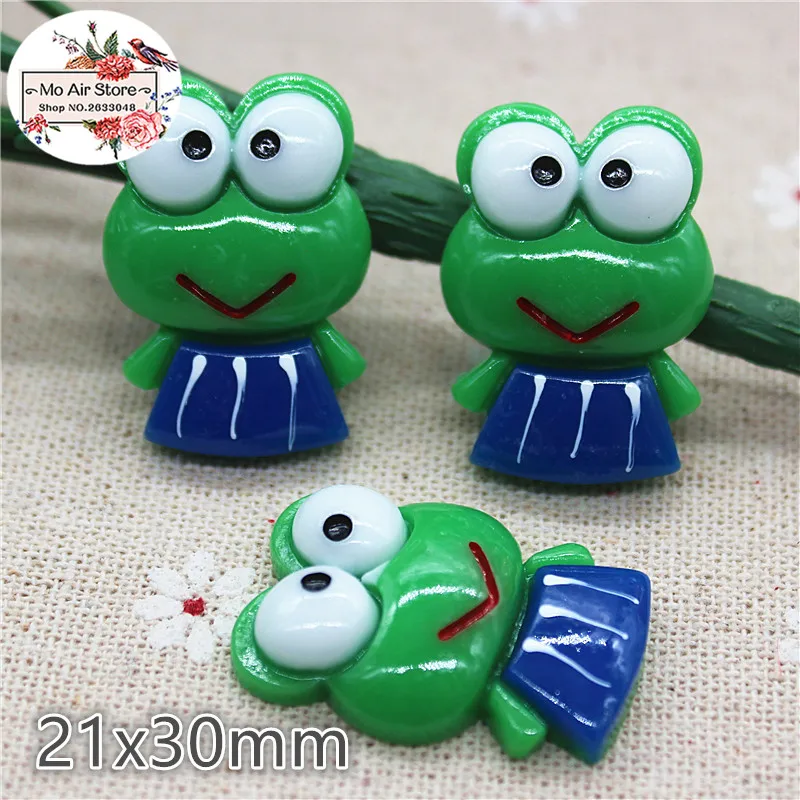 

10pcs resin Cartoon kawaii frog flatback cabochon for Hair Bow Center, scrapbook,DIY craft 21x30mm