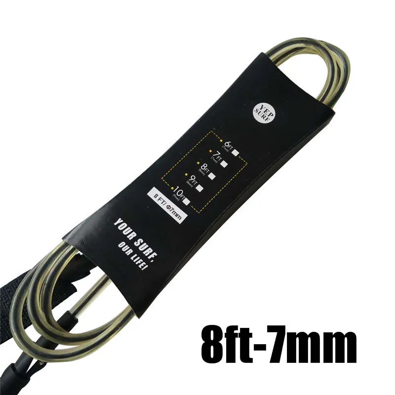 8ft-7mm black clear 1 шт., прямой поводок для серфинга, 6 футов, 7 футов, 8 футов, 9 футов, 7 мм, поводок для серфинга Yep. surf, супер прочная тесьма из неопрена Strape - Цвет: 8ft-7mm black clear