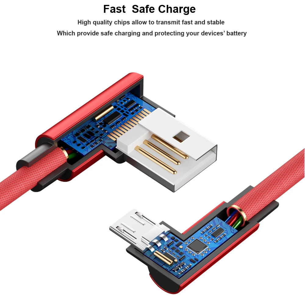 USB Micro зарядный кабель 90 градусов для телефона Android зарядное устройство 5v2.4a xiaomi