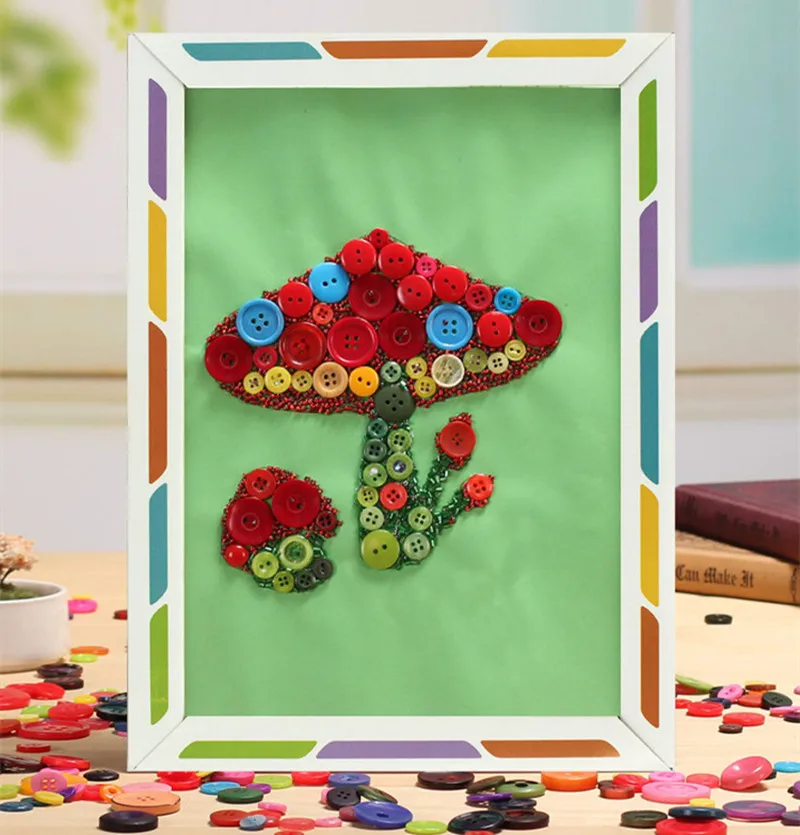 Happyxuan 3 шт. пуговицы картины с рамкой ручной работы художественные поделки DIY игрушки Дети творческие дошкольного образования материалы бумага