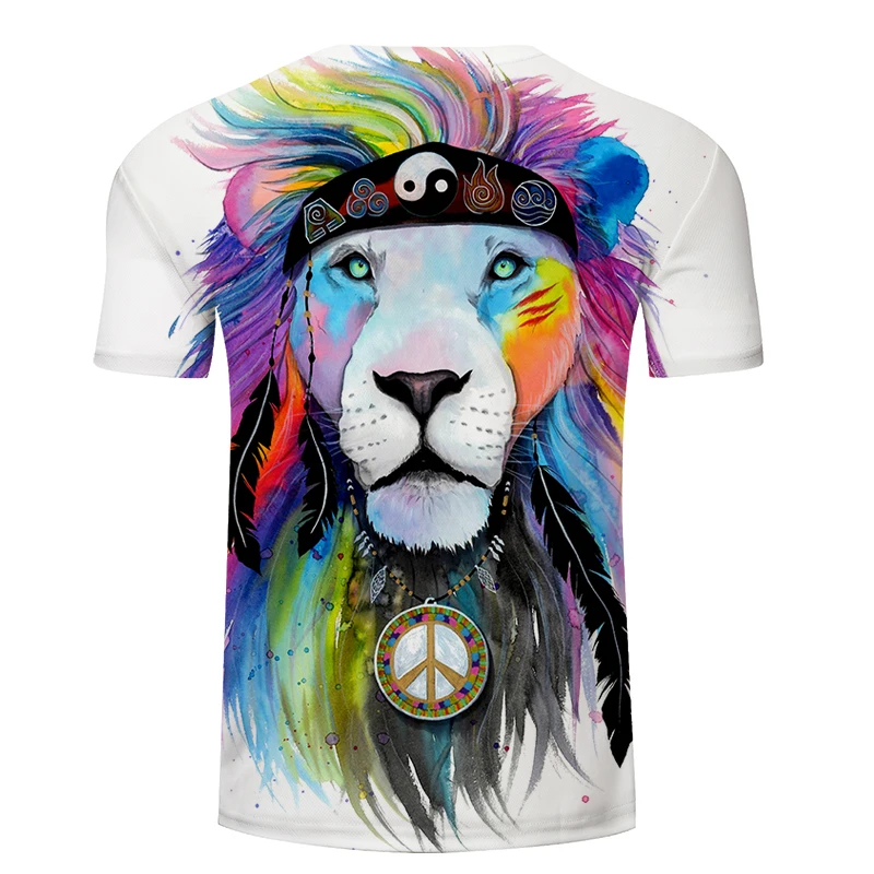 Hippy lion от Pixie cold Art Animal 3D футболки мужские с принтом льва брендовые топы Мужские