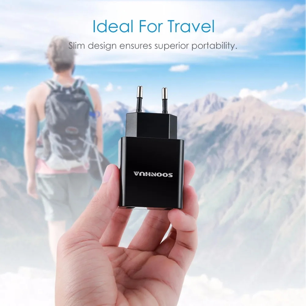 SOONHUA USB зарядное устройство Max 2.2A универсальное дорожное настенное зарядное устройство адаптер EU/US штекер зарядное устройство для мобильного телефона цифровой дисплей для iPhone