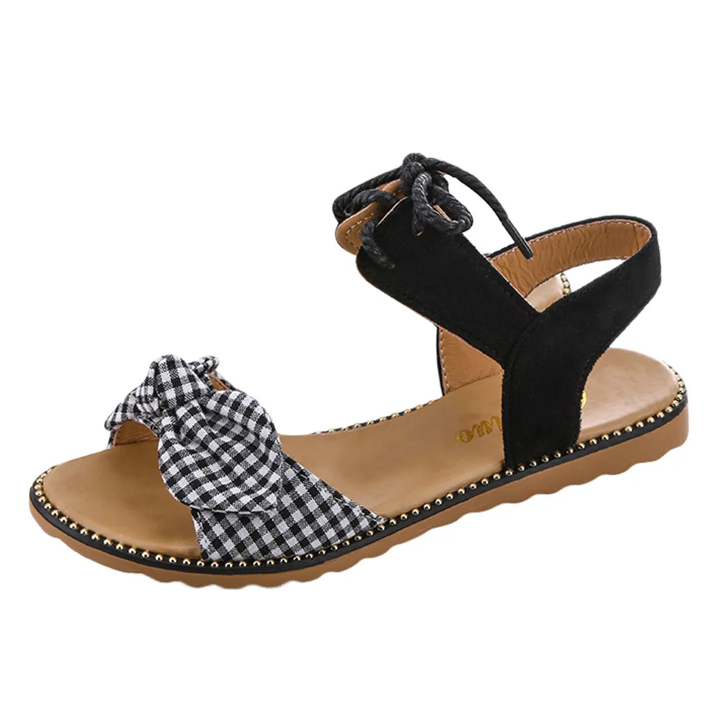 Женские шлепанцы SAGACE на плоской подошве для студентов пляжная обувь с бантом