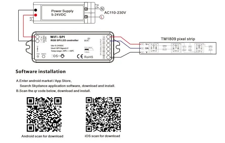 DC5V-24V RGB SPI Wi-Fi светодиодный контроллер Поддержка WS2811 WS2812B SM16703 LPD6803 WS2801 UCS1903 sk6812 IC светодиодный пикселя цифровой полоски