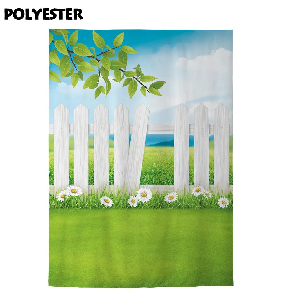 Фон для фотосъемки Allenjoy Весна небо зеленая трава забор цветок фон фотостудии