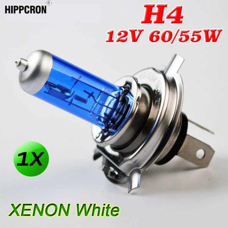 Hippcron H4 12V 60/55 Вт галогеновая лампа ксенон яркий темно-синий Стекло Нержавеющая сталь базовый Авто супер белый Противотуманные фары Дневные Фары Лампы