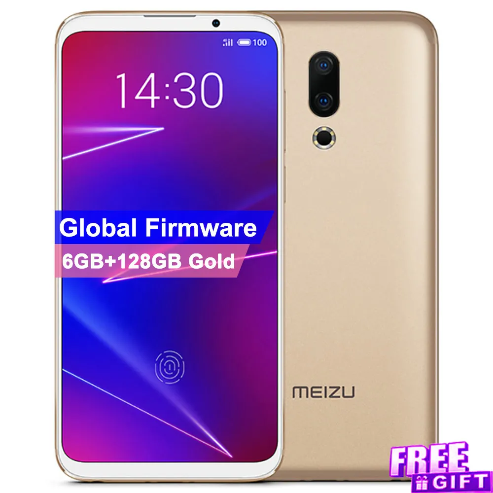 6GB 128GB Gold Мобильный телефон Meizu 16 16x с глобальной прошивкой, 6,0 дюймов, 6 ГБ, 64 ГБ, Восьмиядерный процессор Snapdragon 710, тыловая камера 12 Мп+ 20 МП, телефон с отпечатком пальца 20 МП - Цвет: 6GB 128GB Gold