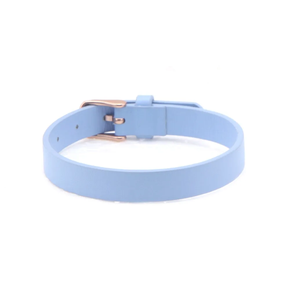 

Somsoar Jewelry Light Blue Genuine leather Wrap Bracelets fit Story Slide Charms accessories 5pcs/lot