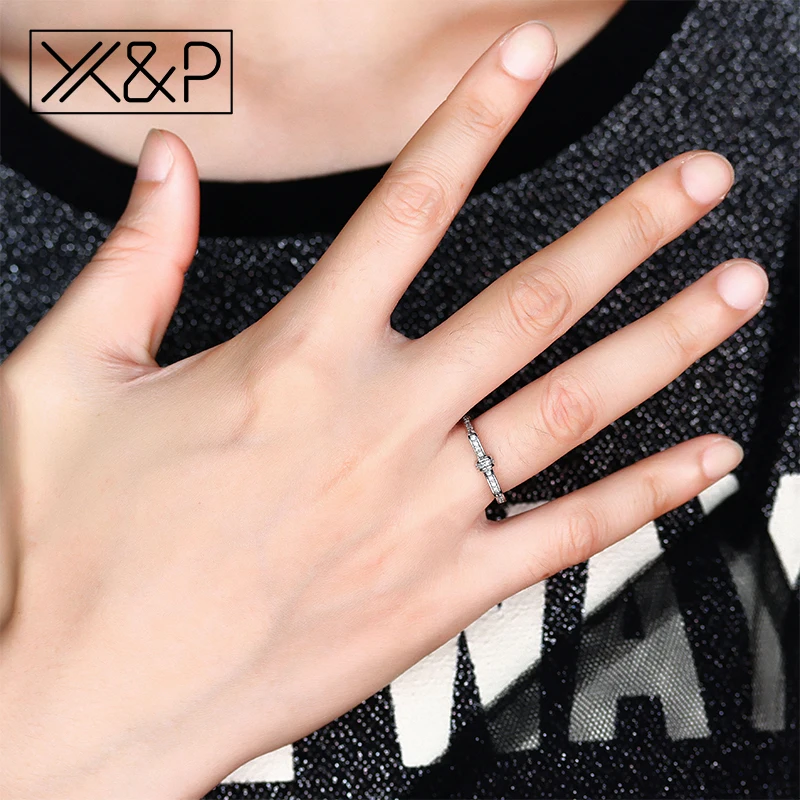 X & P модное милое корейское кольцо с бантиком украшенное серебряными кристаллами