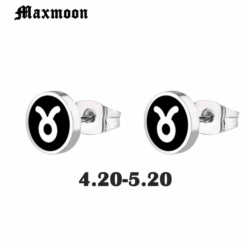 Мужские Серьги Maxmoon с двенадцатью созвездиями Телец мужские Клипсы из