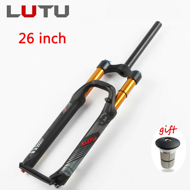 Black Gold-26 LUTU Подвеска MTB 29 27,5 2" Велосипедная вилка вилки для горных велосипедов Путешествия 100 мм ручной замок дисковый тормоз пневматическая вилка - Цвет: Black Gold-26