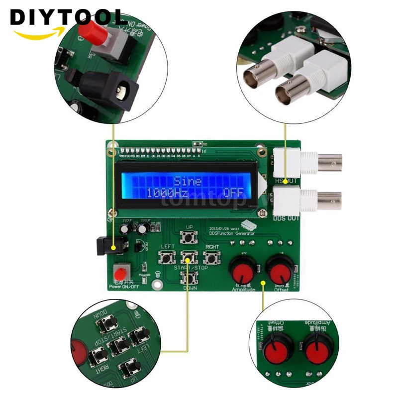 

1Hz-65534Hz frequency Meter DDS Function signal generator diy kit frequency generator Module Sine Square Sawtooth Triangle Wave