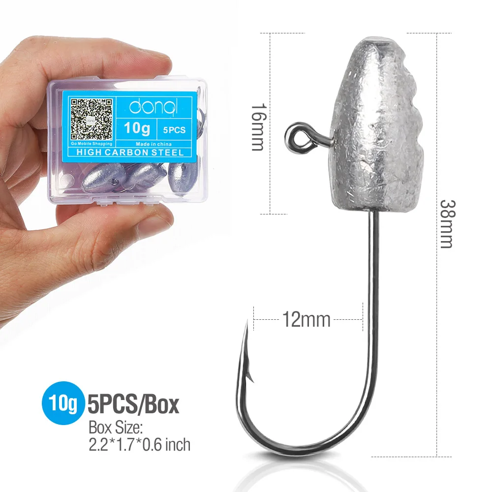 5pc 10g DONQL 5 шт./компл. Jig Head рыболовные крючки колючие одиночный крючок 3g 5g 7g 10g для Мягкая приманка в виде червей карп рыбалка приманка со свинцовым Крючки Аксессуары для ванной комнаты - Цвет: 5pc 10g