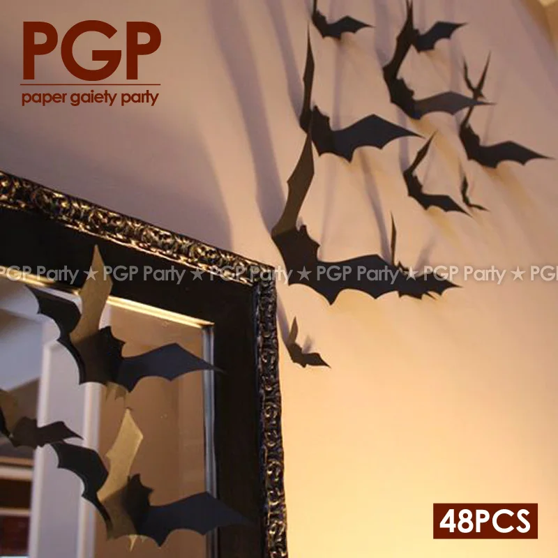 [PGP] летучая мышь теплая картон Наклейка на стену 3D Хэллоуин фон DIY домашняя