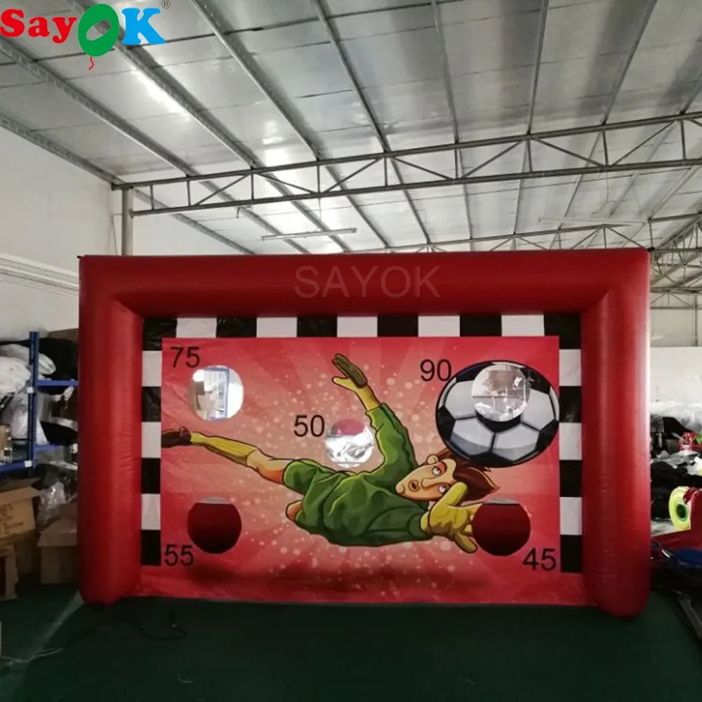 

Sayok Outdoor Shooting Door Inflatable Soccer Goal PVC Tarpaulin 4m*2m (W*H) for Football Games Fun Sport Playing