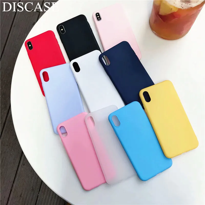 DISCASE Телефон чехол для iPhone 7 6 6s 8 X Plus XR XS максимальный простой сплошной цвет