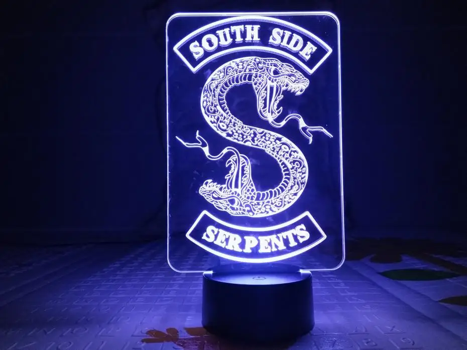 Значки ривердейл Змеиный Логотип Ночной светильник светодиодный Southside Serpents вывеска для декора вещей ривердейл аксессуары подарок настольная лампа для спальни
