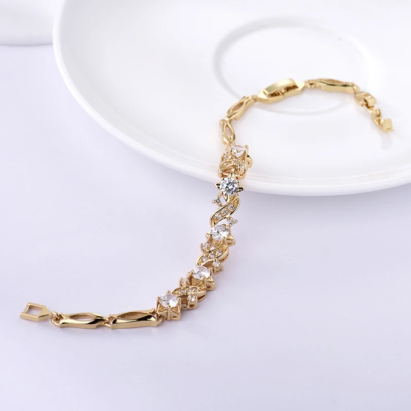 Женский браслет GULICX корейский модный с белым кристаллом циркония светло