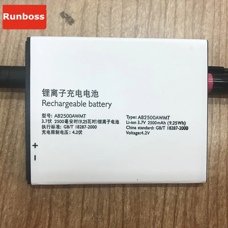 Runboss оригинальный качественный аккумулятор AB2500AWMT для Philips S318 CTS318 мобильный