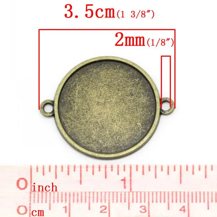 Doreenbeads розница круглые соединители из античной бронзы с кабошоном 3 5x2 8 см