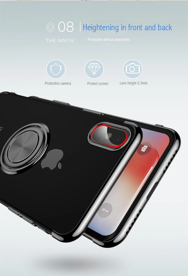 Роскошные магнитные кольца Чехлы для телефона с покрытием для iPhone 7 8 6 6S Plus Чехол прозрачный ТПУ противоударный чехол для iPhone 11 Pro XS MAX XR X