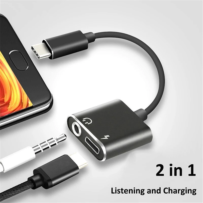 2 в 1 аудио кабель зарядное устройство для наушников USB Тип C до 3 5 мм разъем адаптер