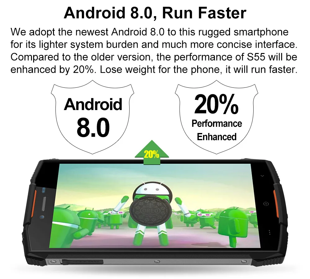 IP68 Водонепроницаемый DOOGEE S55 5,5 дюймов 18:9 смартфон 4 ГБ ОЗУ 64 Гб ПЗУ 5500 мАч MTK6750T Восьмиядерный Android 8,0 две sim-карты 13,0 МП 5V2A