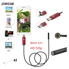 JCWHCAM 8 мм 2.0MP Android USB эндоскоп камера 1 м 720P OTG USB Snake Tube инспекция HD720P бороскоп камера 6LED водонепроницаемая