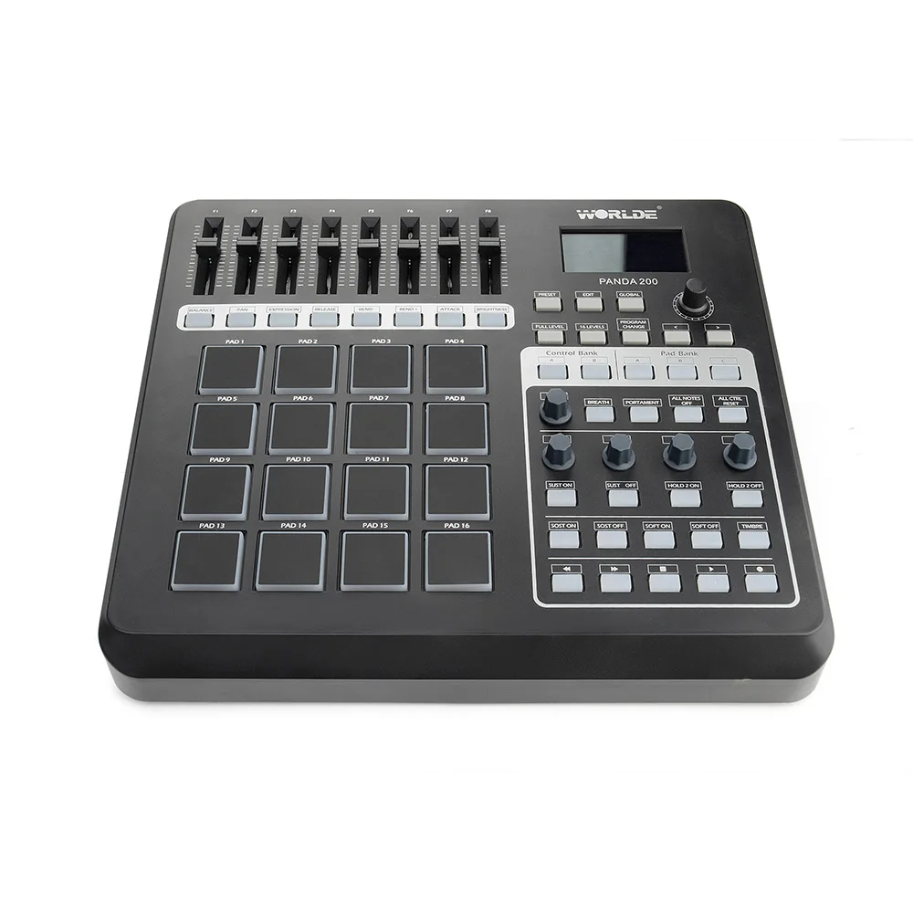Worlde Портативный Panda 200 MIDI контроллер USB 16 колодки с ЖК-подсветкой дисплей | Спорт и