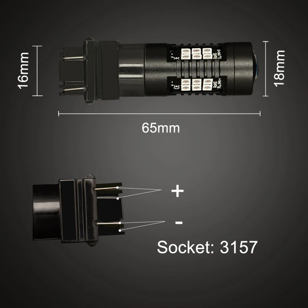2x светодиодный автомобиль T25 3157 p27 / 7w лампы 21SMD Белый Красный Янтарный