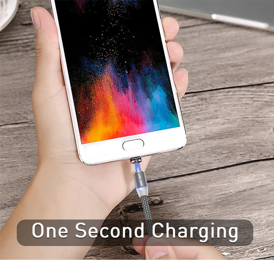 Магнитный usb-кабель USLION для быстрой зарядки, кабель USB type C, Магнитный зарядный кабель Micro usb для зарядки и передачи данных, кабель USB для мобильного телефона
