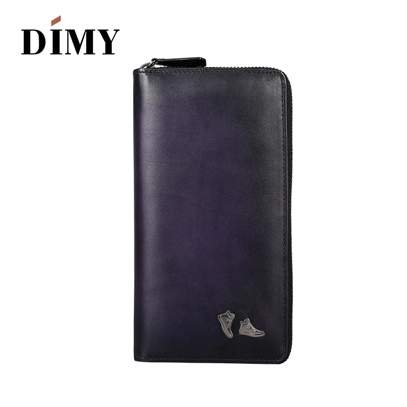 DIMY модные кошельки из натуральной кожи Длинные мужские ручная молния