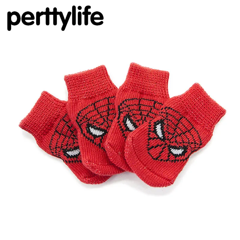 PERTYLIFE красный принт Человек паук мультфильм милые носки для щенков теплый анти