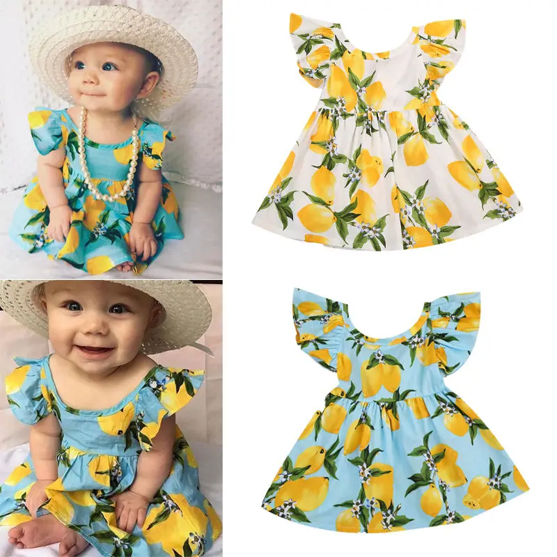 2018 Baby Girl Back Bandage Lemon dress Toddler Kid Summer Tutu Dresses | Детская одежда и обувь